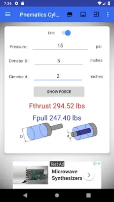 Pneumatic Cylinder Calculator android App screenshot 9