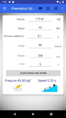 Pneumatic Cylinder Calculator android App screenshot 10