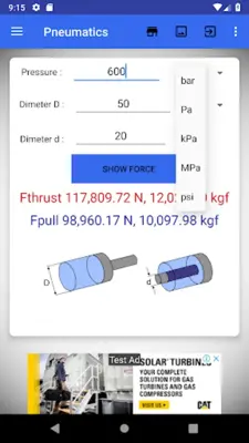 Pneumatic Cylinder Calculator android App screenshot 11