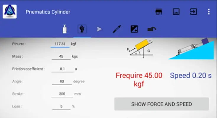 Pneumatic Cylinder Calculator android App screenshot 3