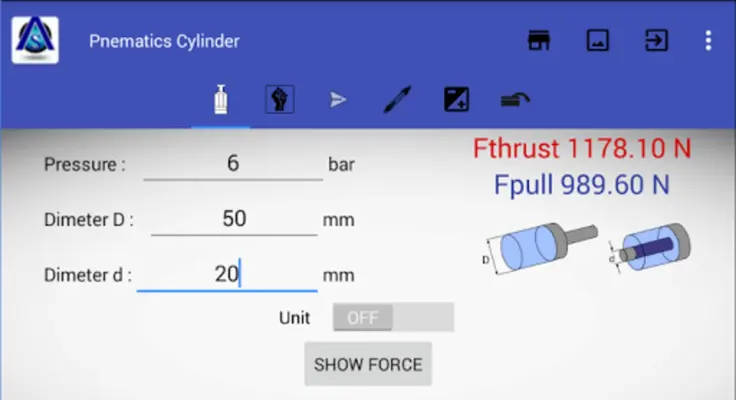 Pneumatic Cylinder Calculator android App screenshot 4