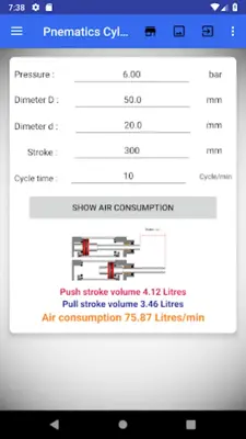 Pneumatic Cylinder Calculator android App screenshot 8